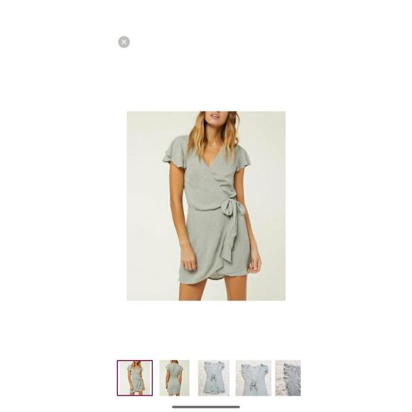 O'Neill Wrap Dress Maureen Casual Sundress Flutter Sleeve Sage Green Size Small - Picture 1 of 9